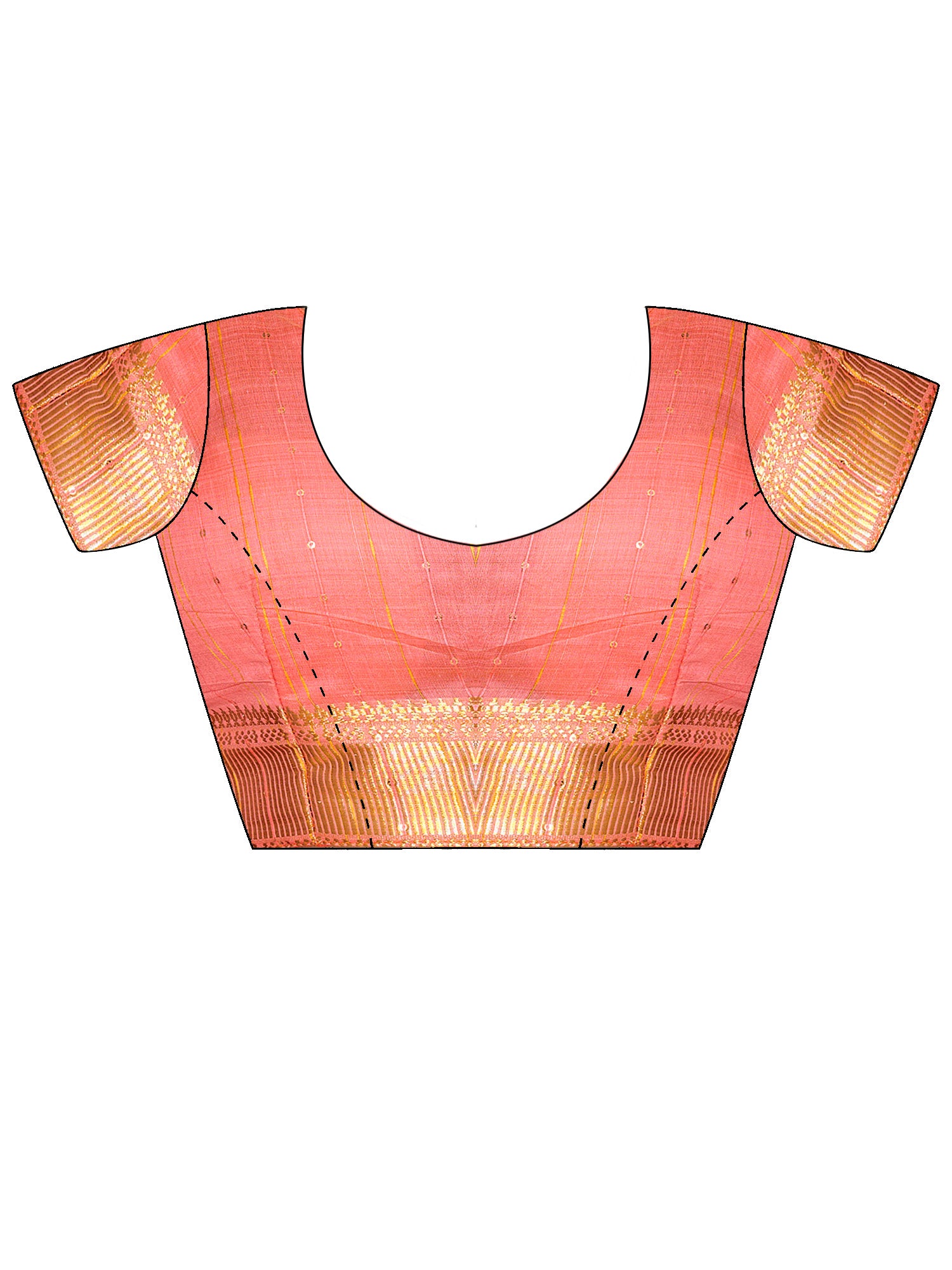 Unstitched peach cotton silk blouse piece with embellished design