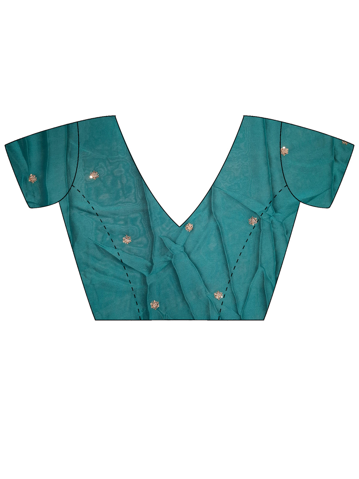 Unstitched turquoise georgette blouse piece with embellished design