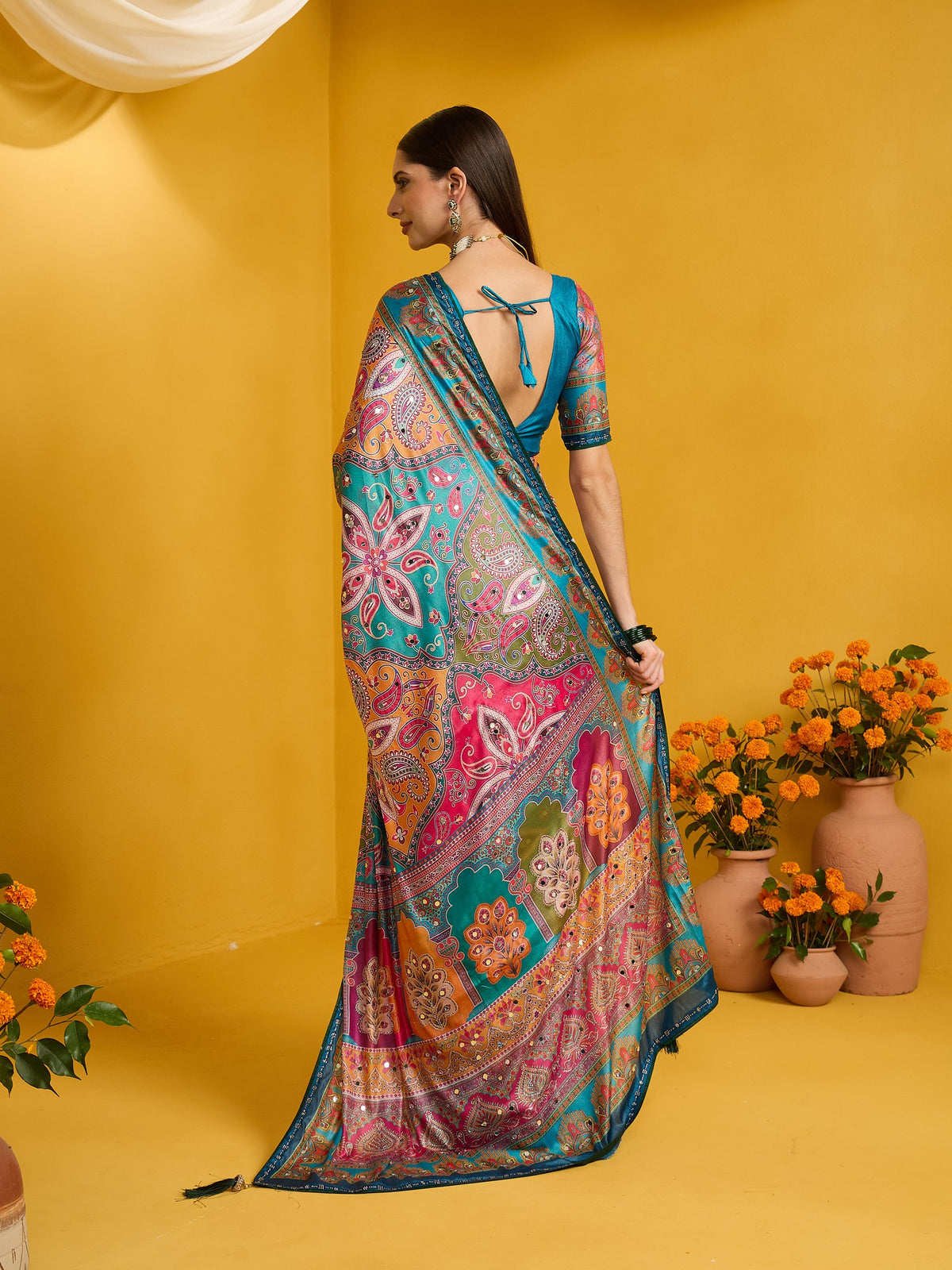 Pink Silk Blend saree – detail view 6