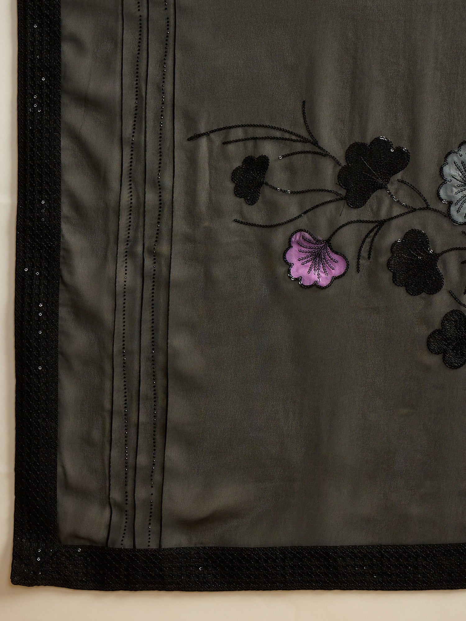 Black Georgette saree – detail view 3