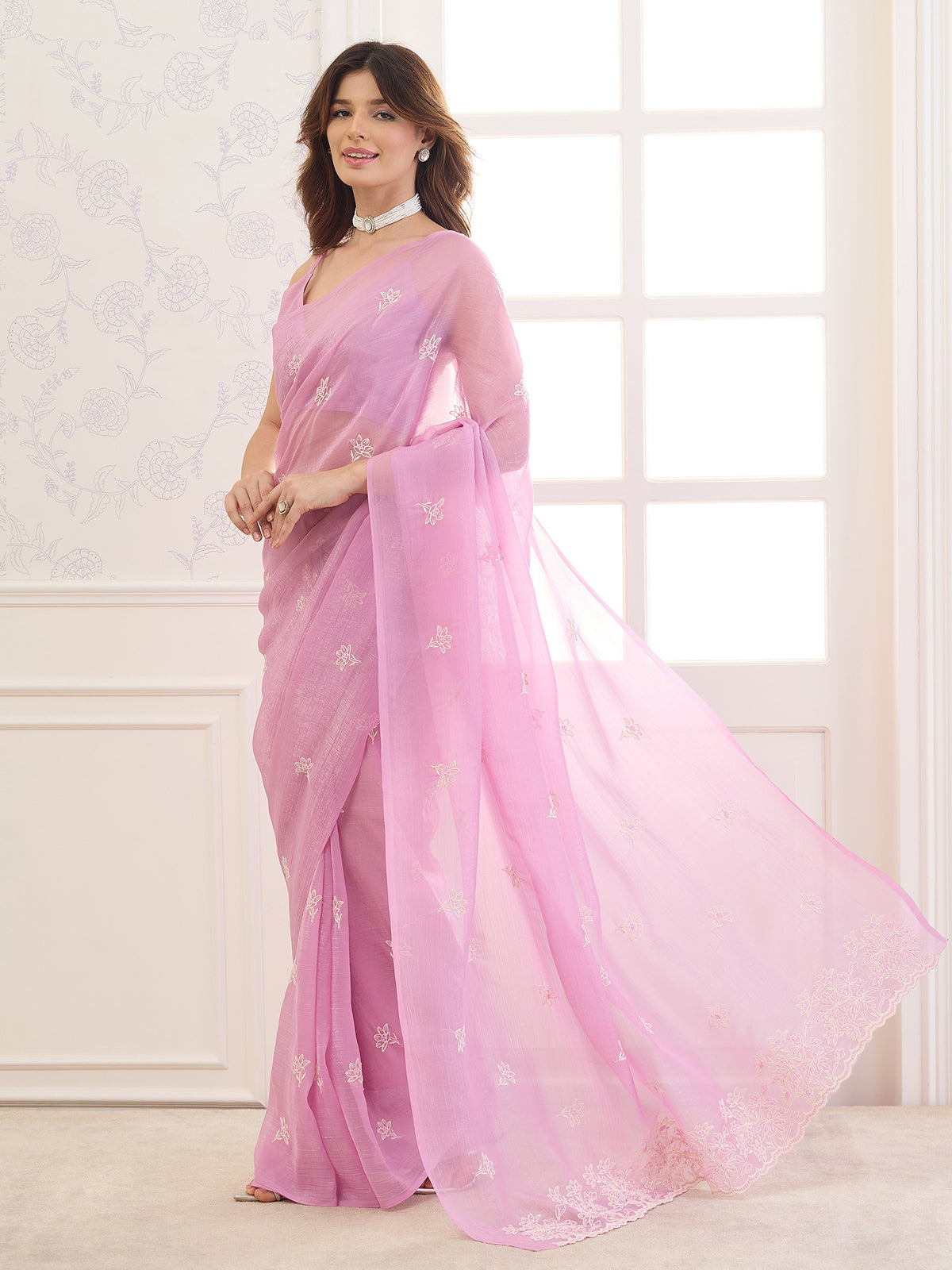 Pink Tissue saree – detail view 2