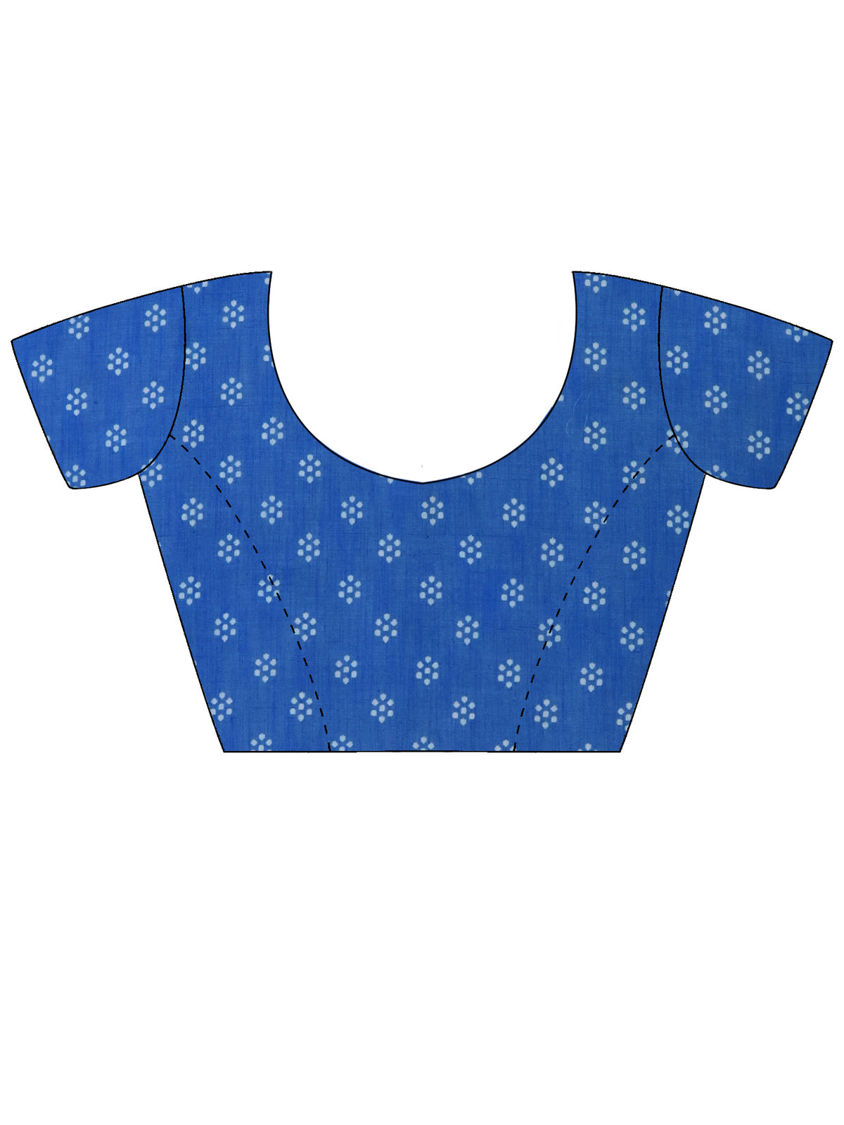 Unstitched blue cotton blend blouse piece with bandhani design