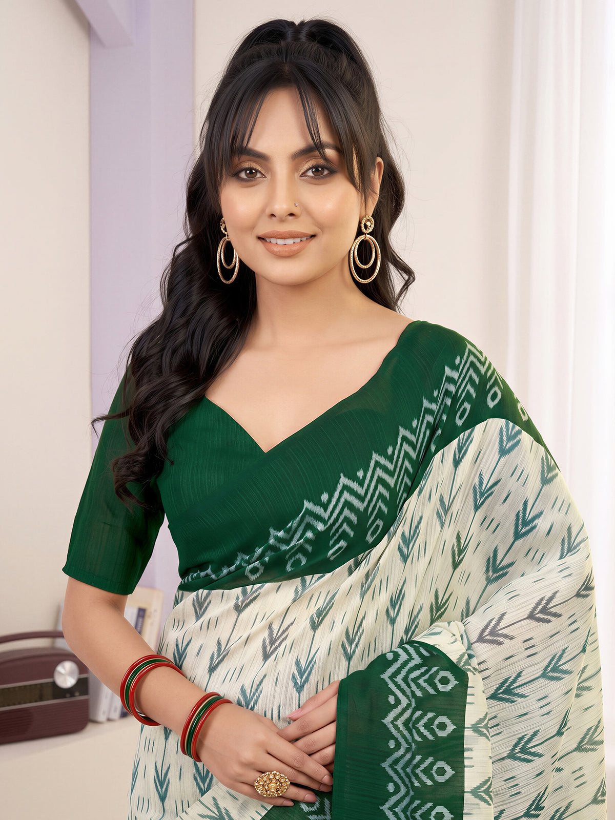Off White Cotton Blend saree – detail view 3