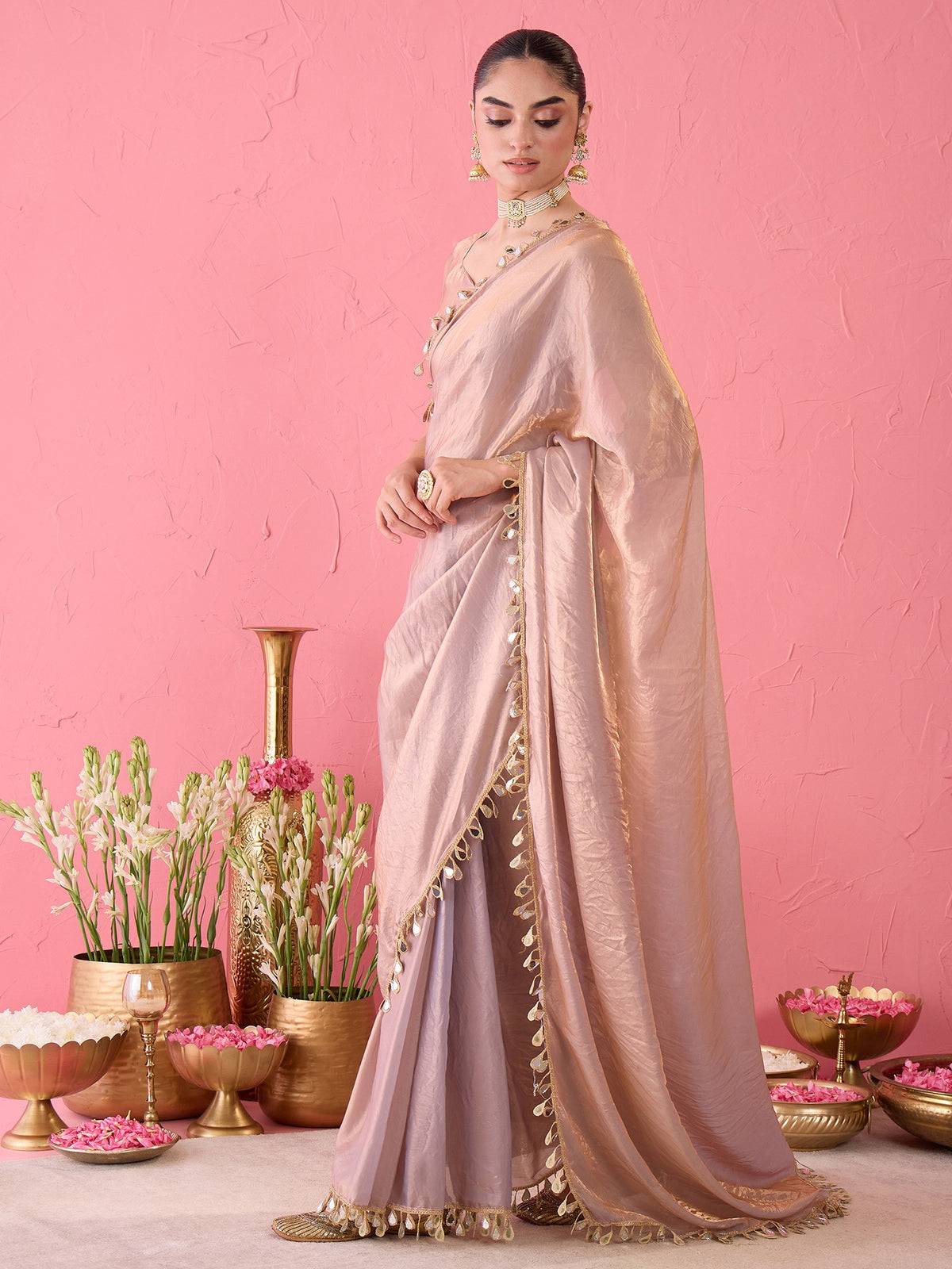 Metallic Satin saree – detail view 1