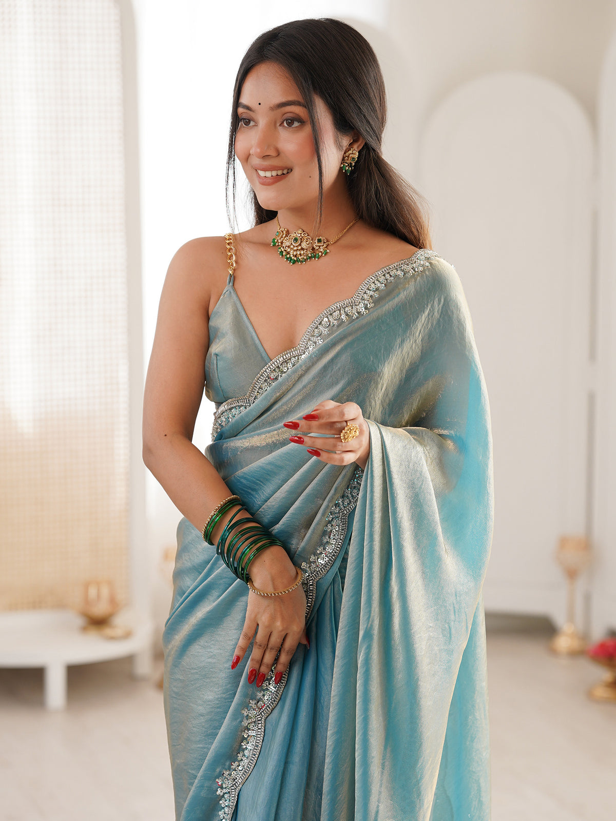 Light Blue Silk Blend saree – detail view 2