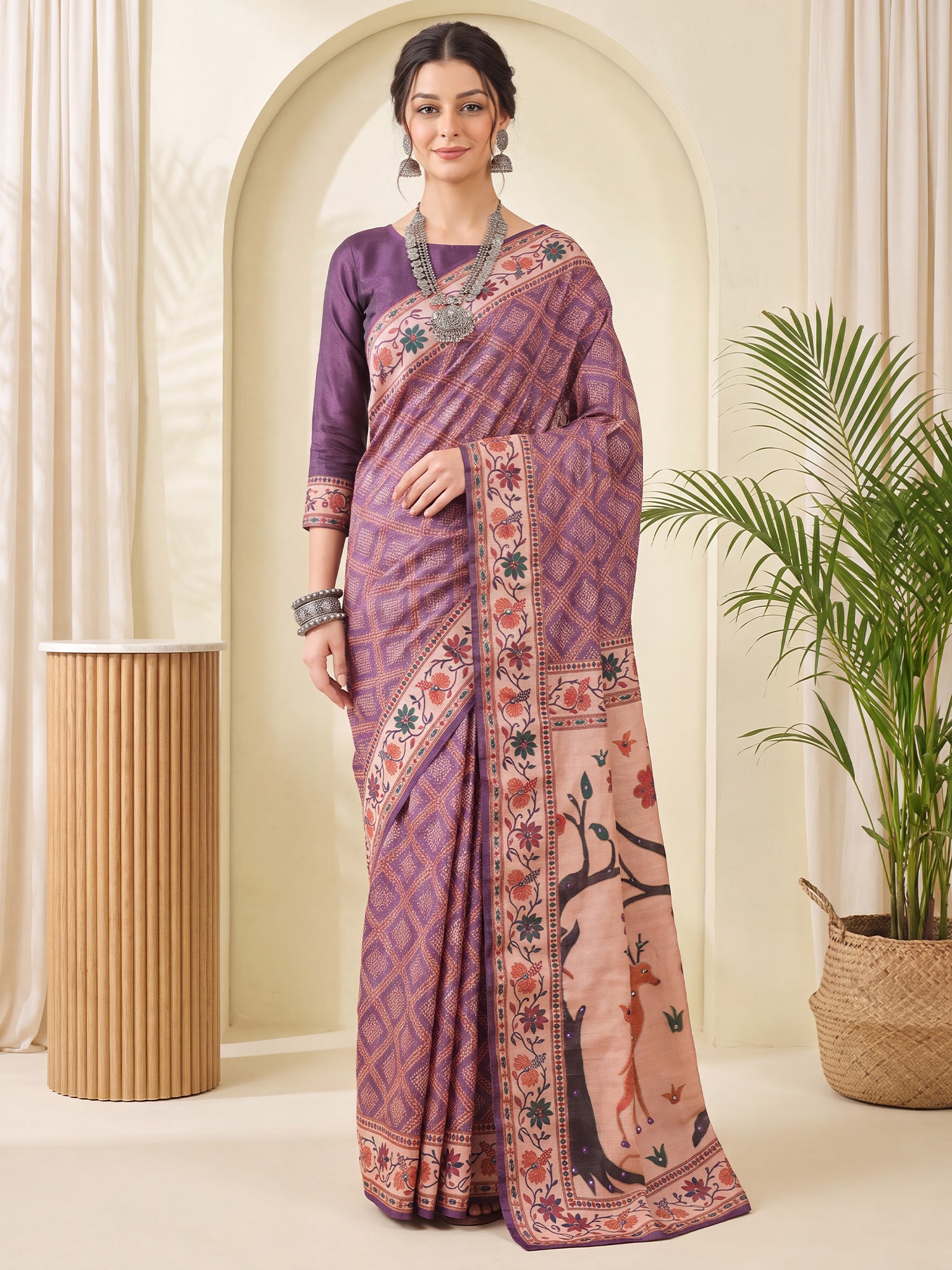 Purple Silk Blend saree – detail view 3