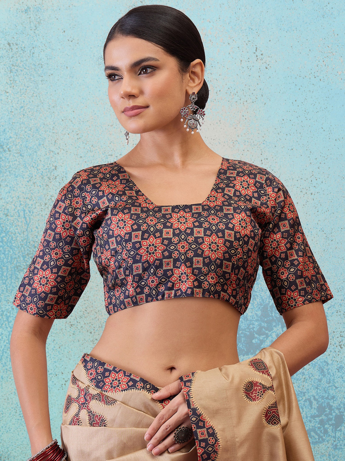 Light Brown silk blend saree view 2