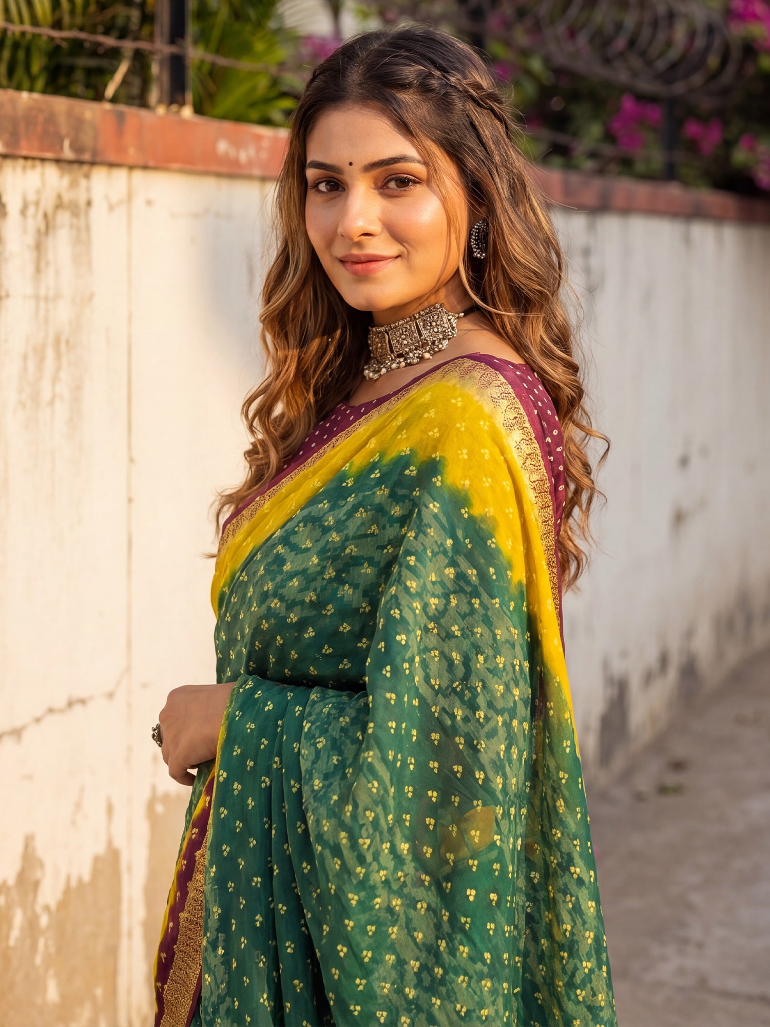 Teal Green Cotton saree – detail view 4
