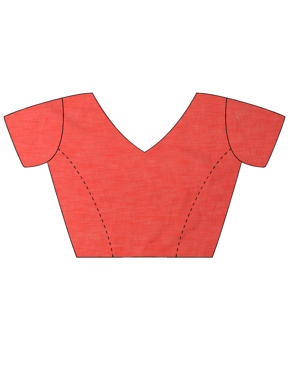 Unstitched coral linen blend blouse piece with solid design