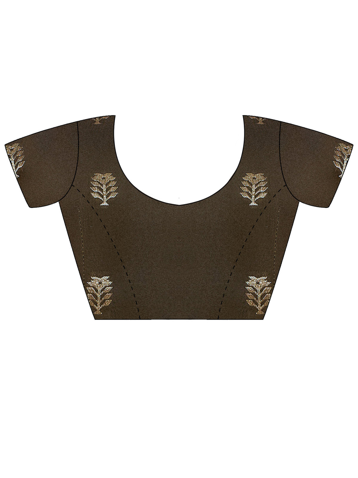 Unstitched olive viscose silk blouse piece with floral design