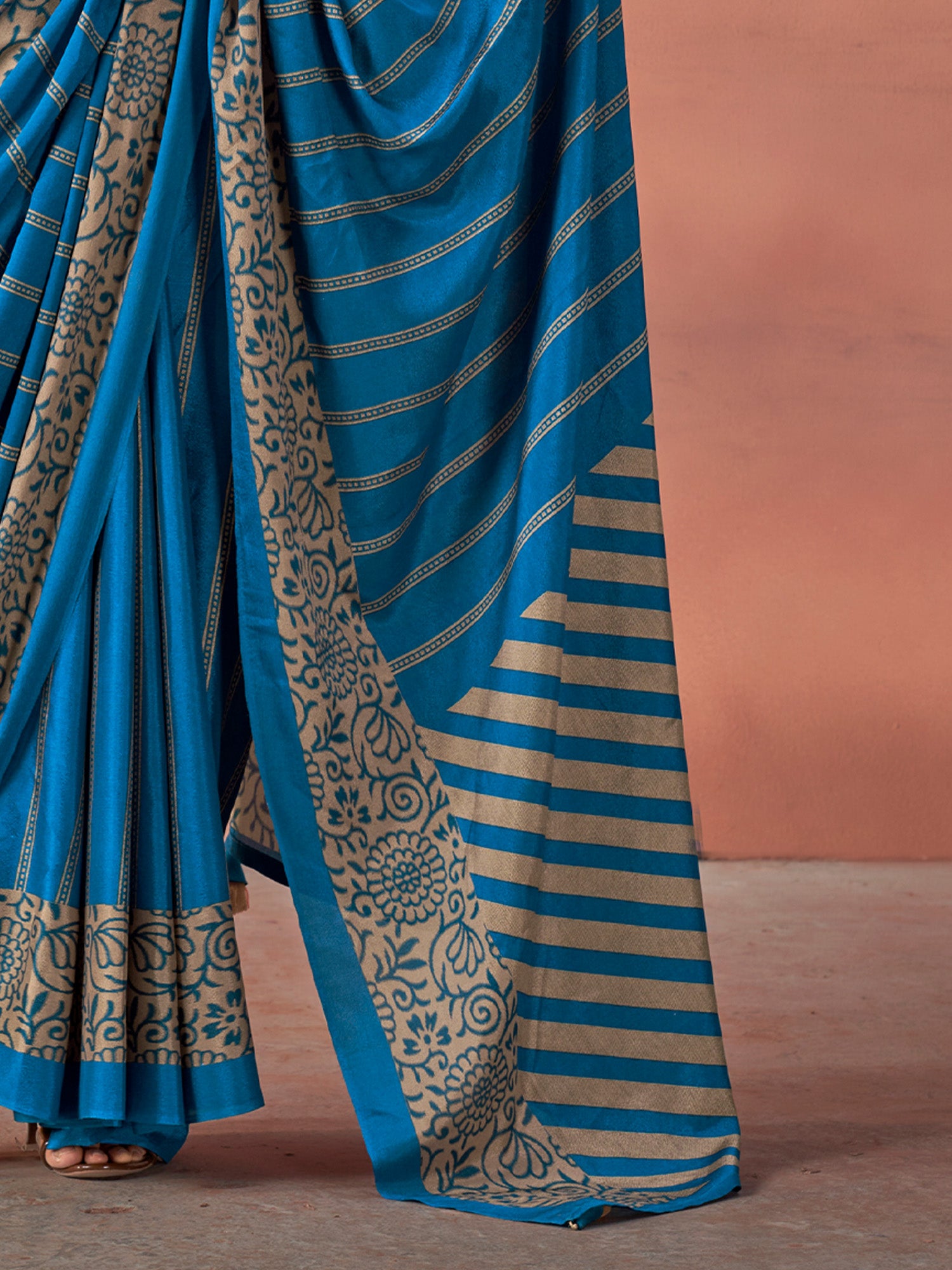 Teal Blue Silk Blend saree – detail view 4