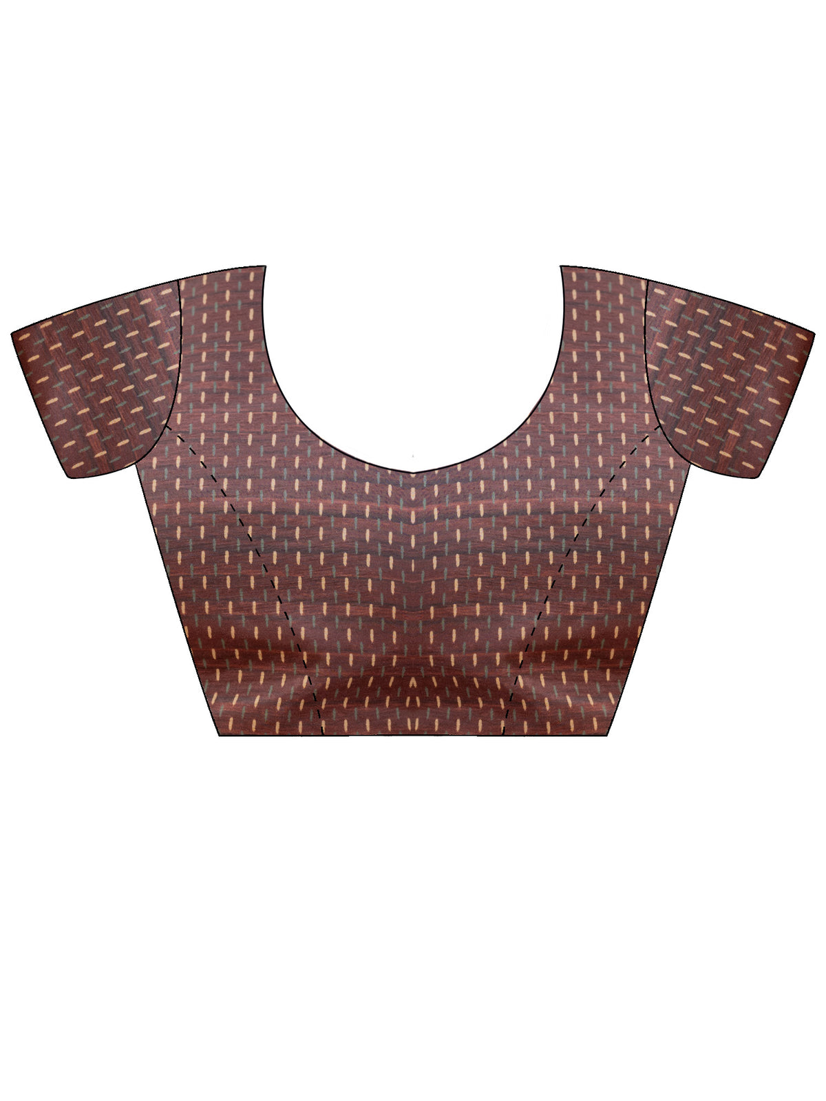 Unstitched brown silk blend blouse piece with ethnic motif design