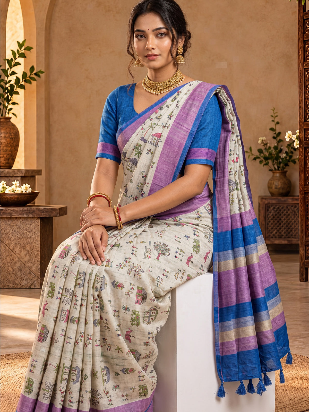 Light Blue soft silk saree view 3