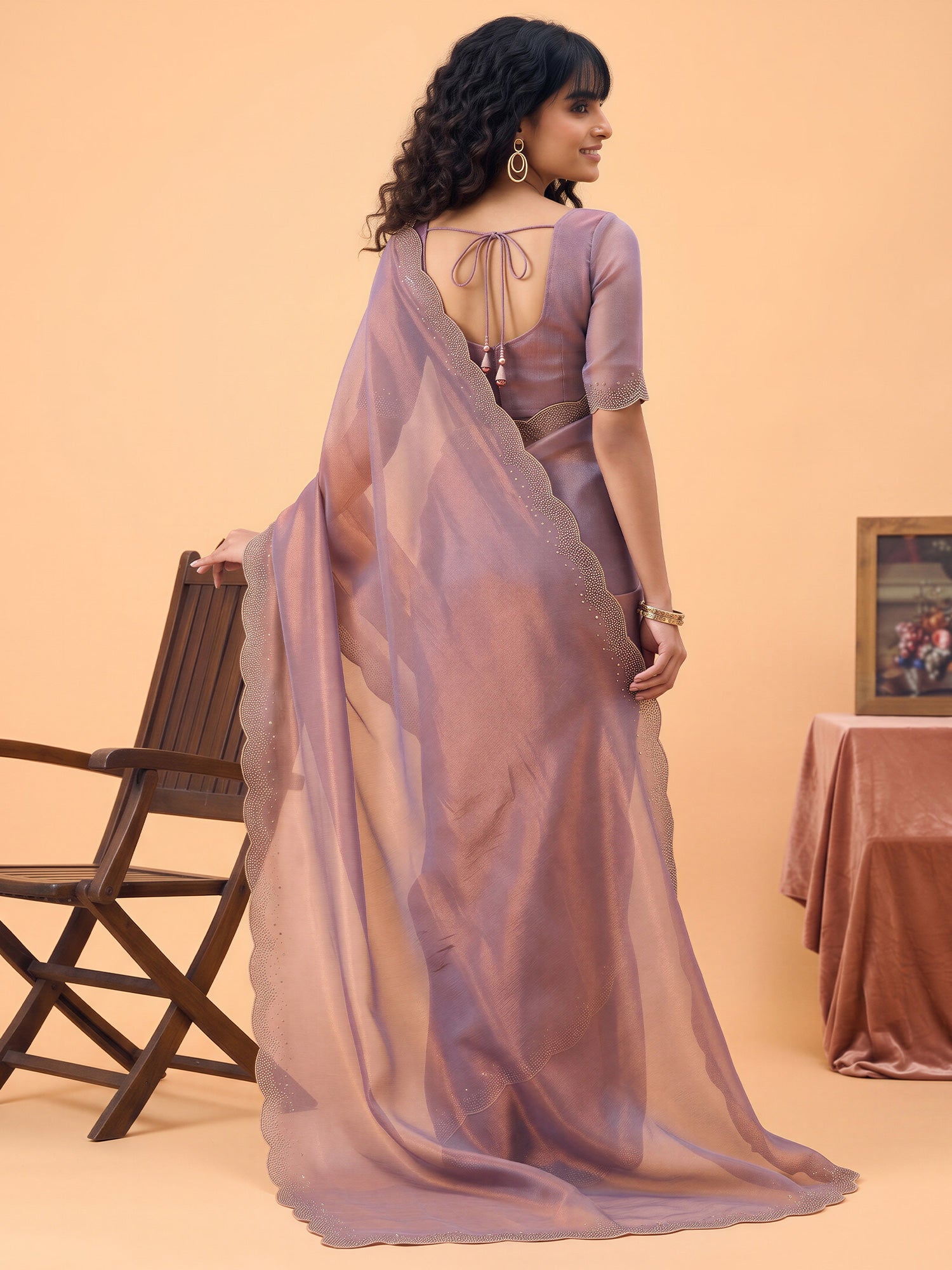 Metallic Satin Silk saree – detail view 1