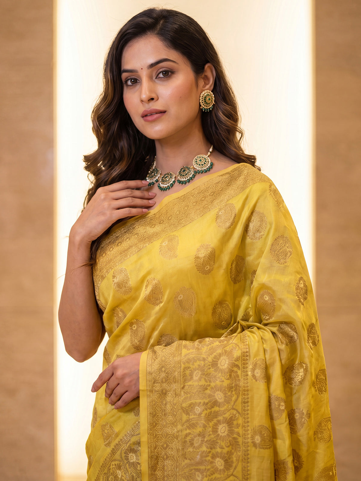 Yellow Silk Blend saree – detail view 4