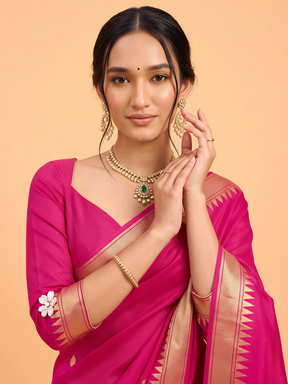 Pink Art Silk saree – detail view 4