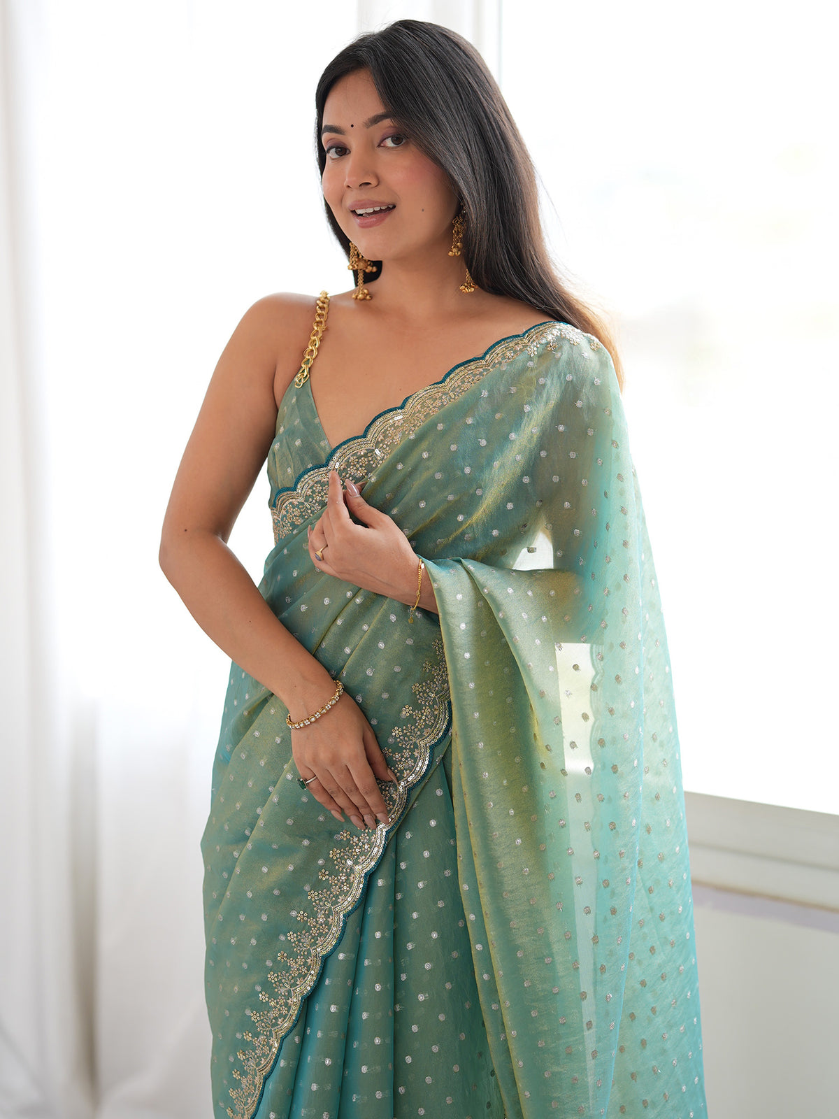 Light Blue Silk Blend saree – detail view 3