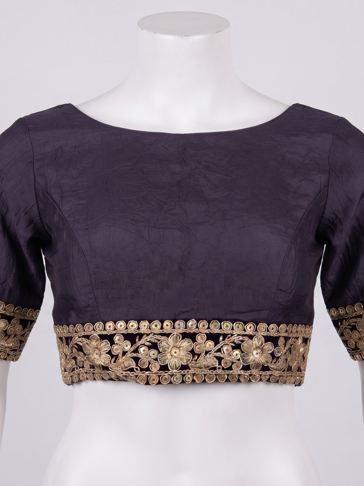 Purple Satin Silk saree – detail view 1