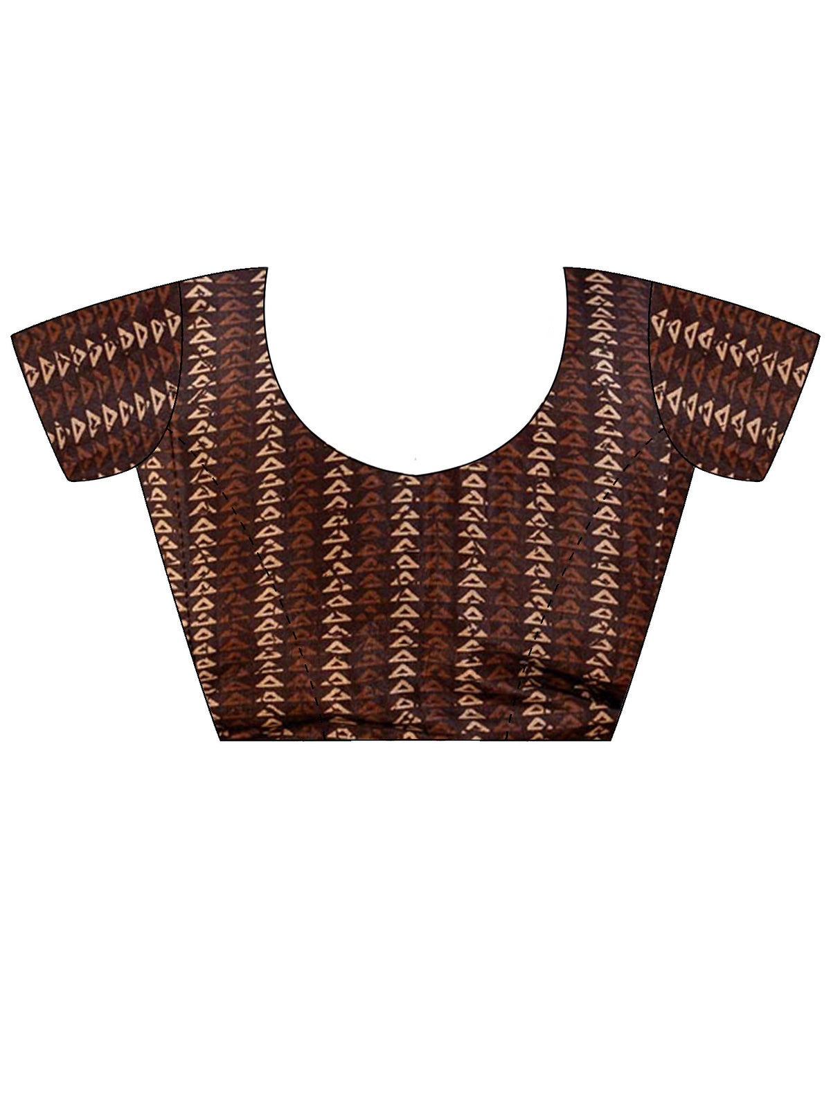 Unstitched brown silk blend blouse piece with batik design