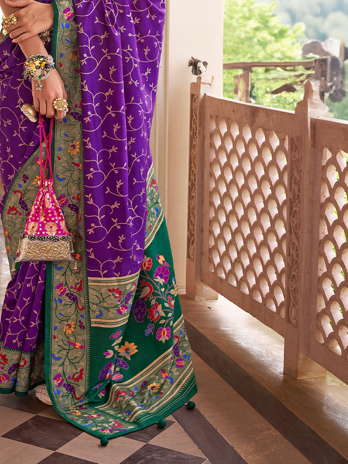 Purple Silk Blend saree – detail view 4