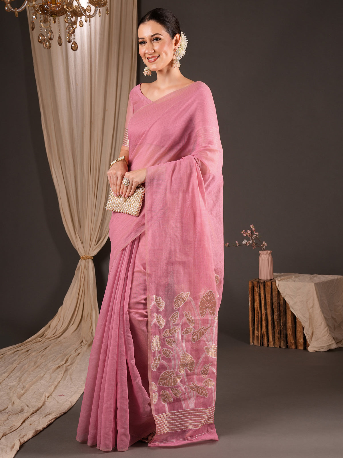 Pink Soft Silk saree – detail view 2