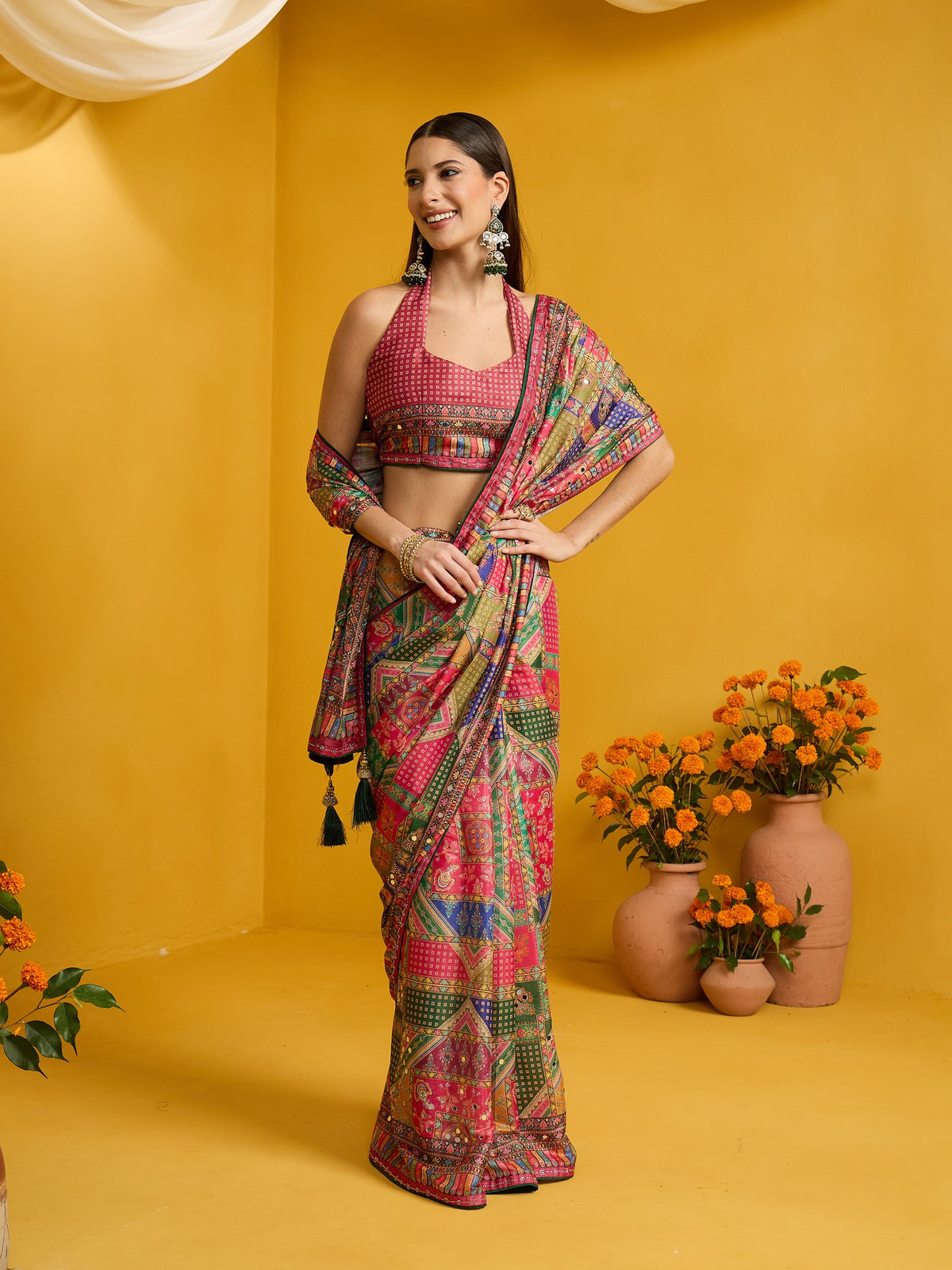 Multicolored Silk Blend saree – detail view 2