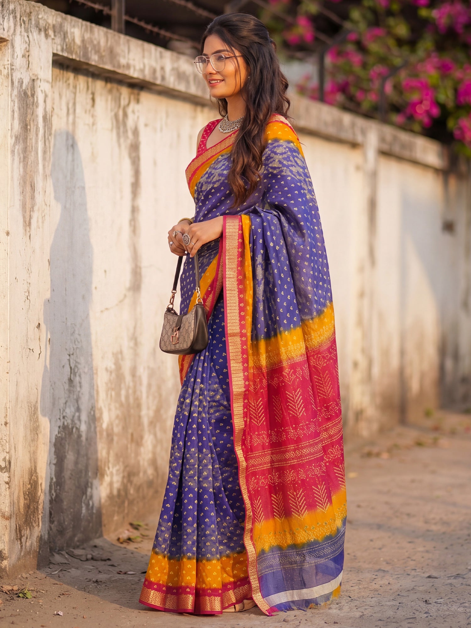 Blue Cotton saree – detail view 2