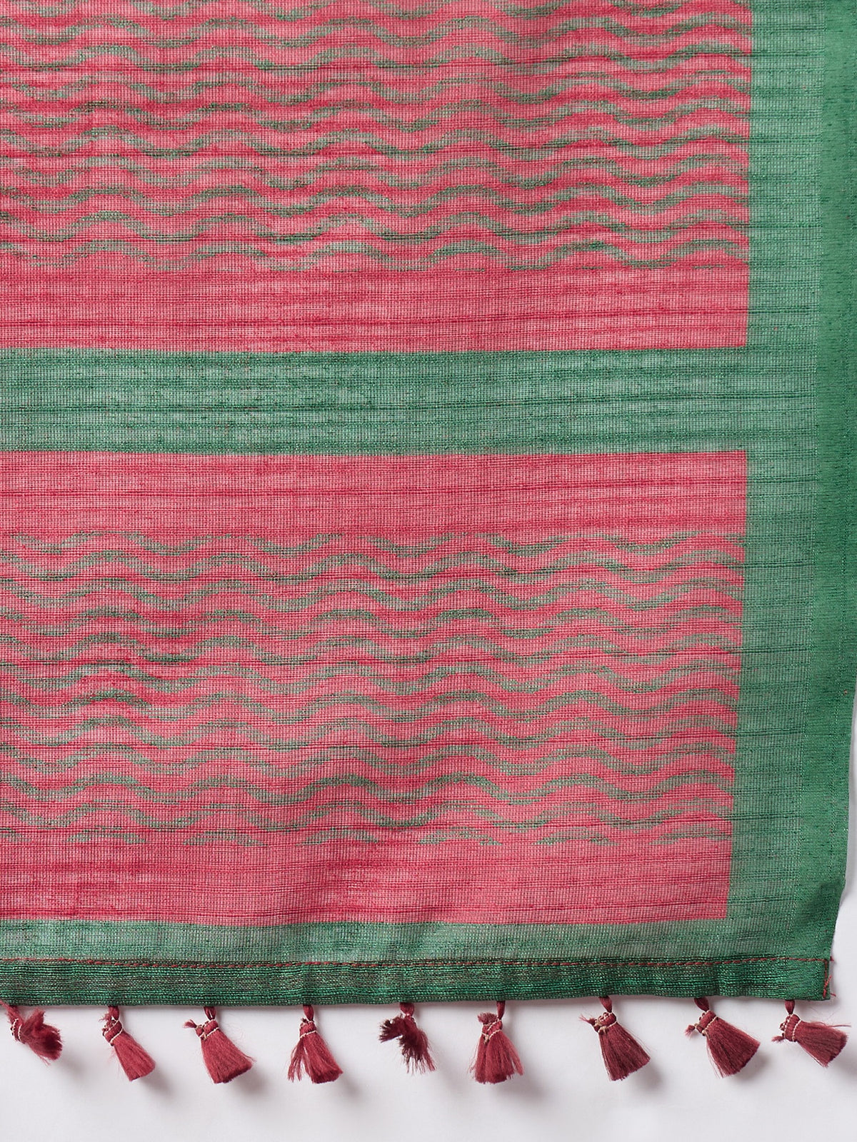 Green cotton slub saree view 7