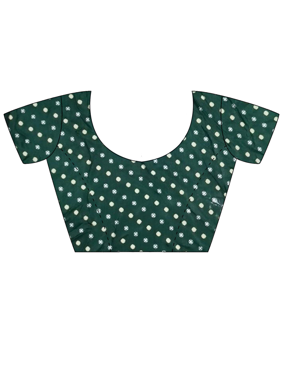 Unstitched green silk blend blouse piece with geometric design