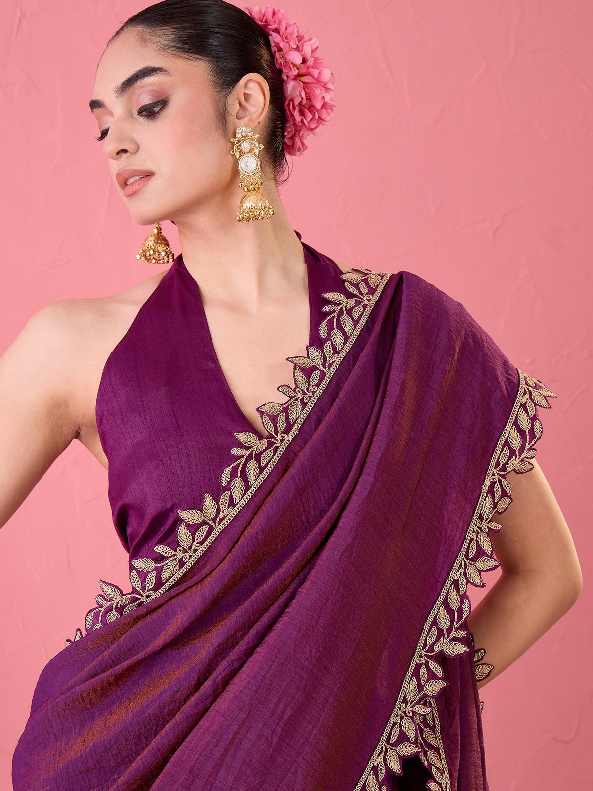 Purple Silk saree – detail view 4