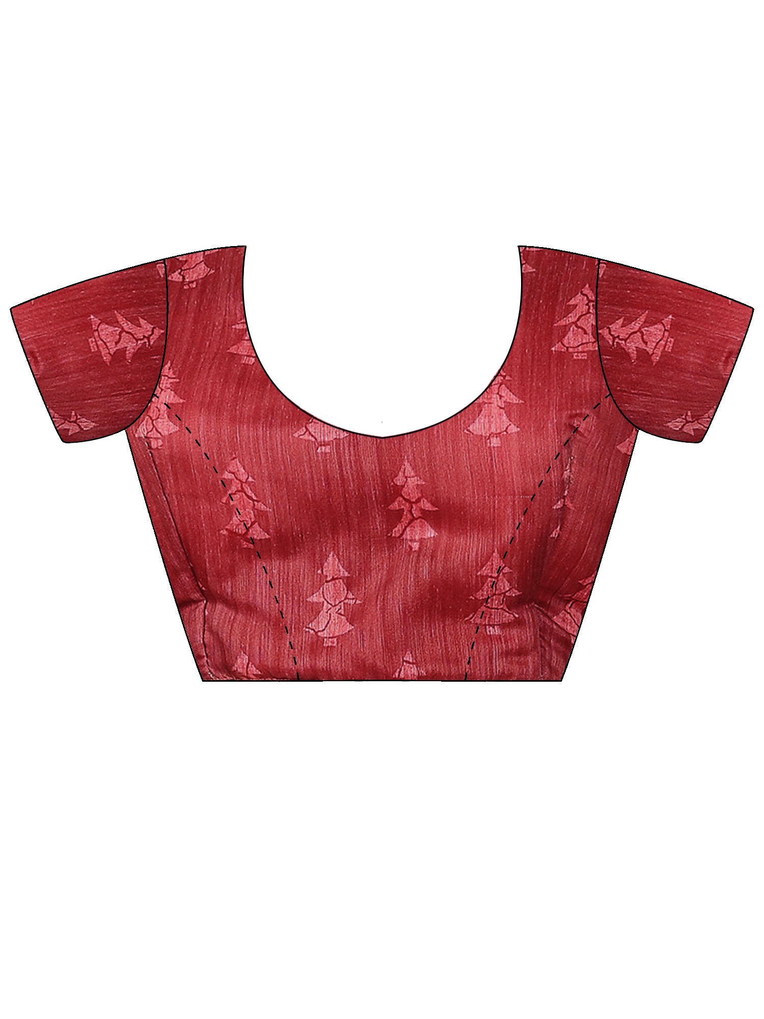 Unstitched peach cotton linen blouse piece with ethnic motif design