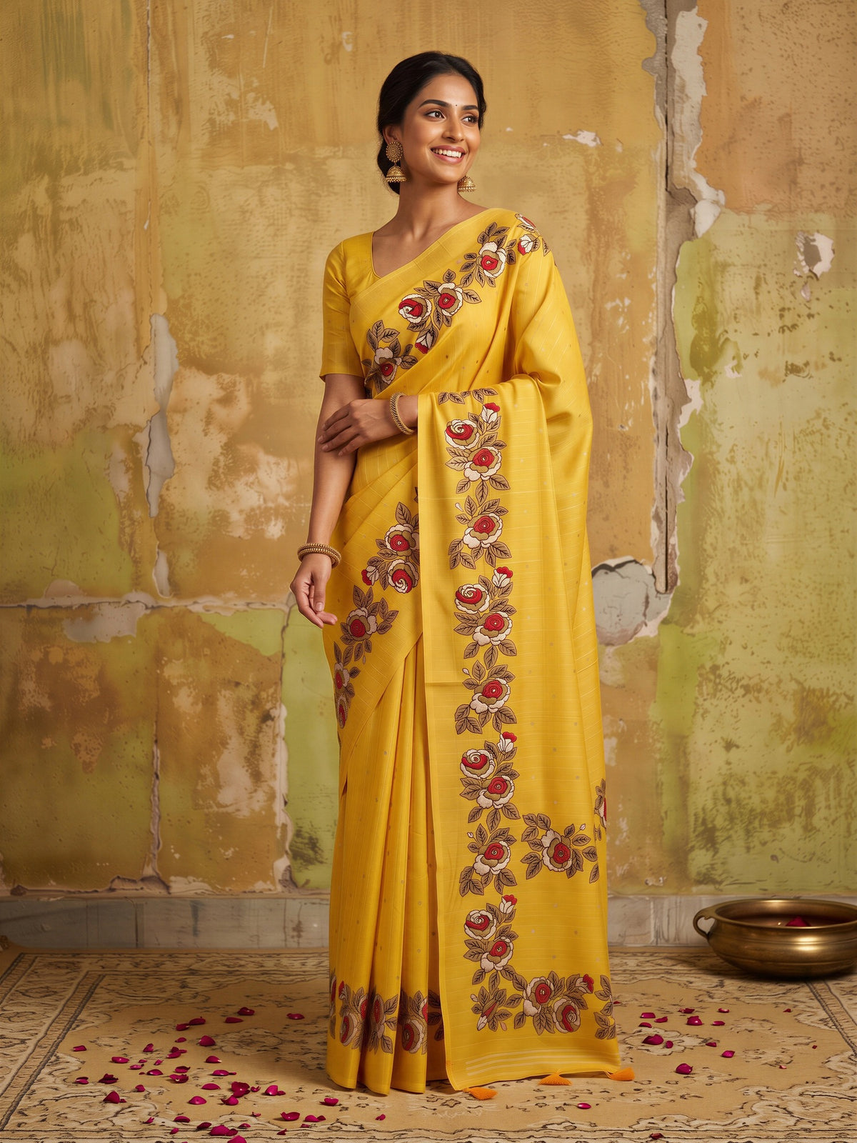 Yellow Dola Silk saree – detail view 3