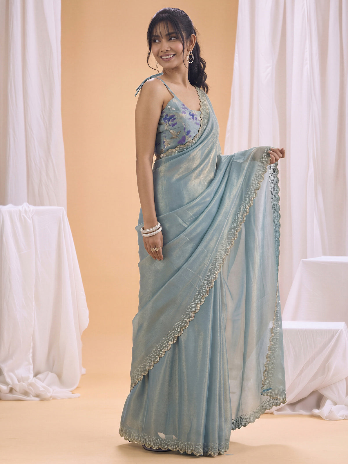 Light Blue Silk saree – detail view 2