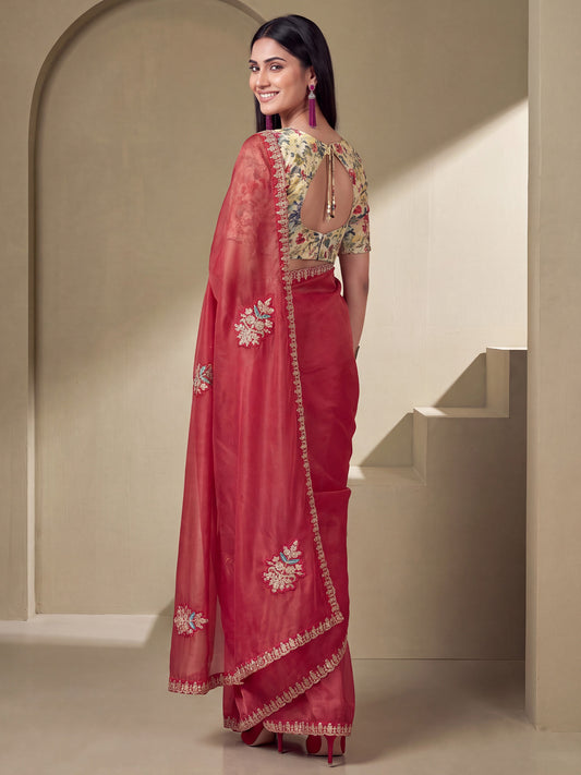 Rust Tissue saree – detail view 1