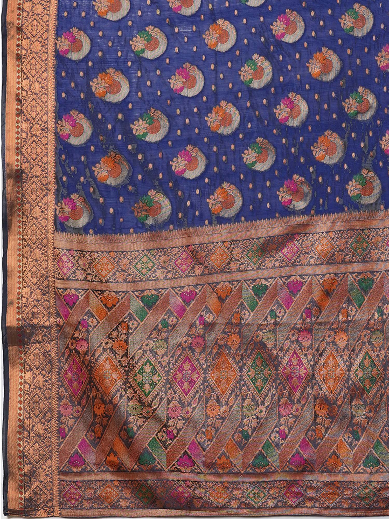 Navy Blue Organza saree – detail view 5