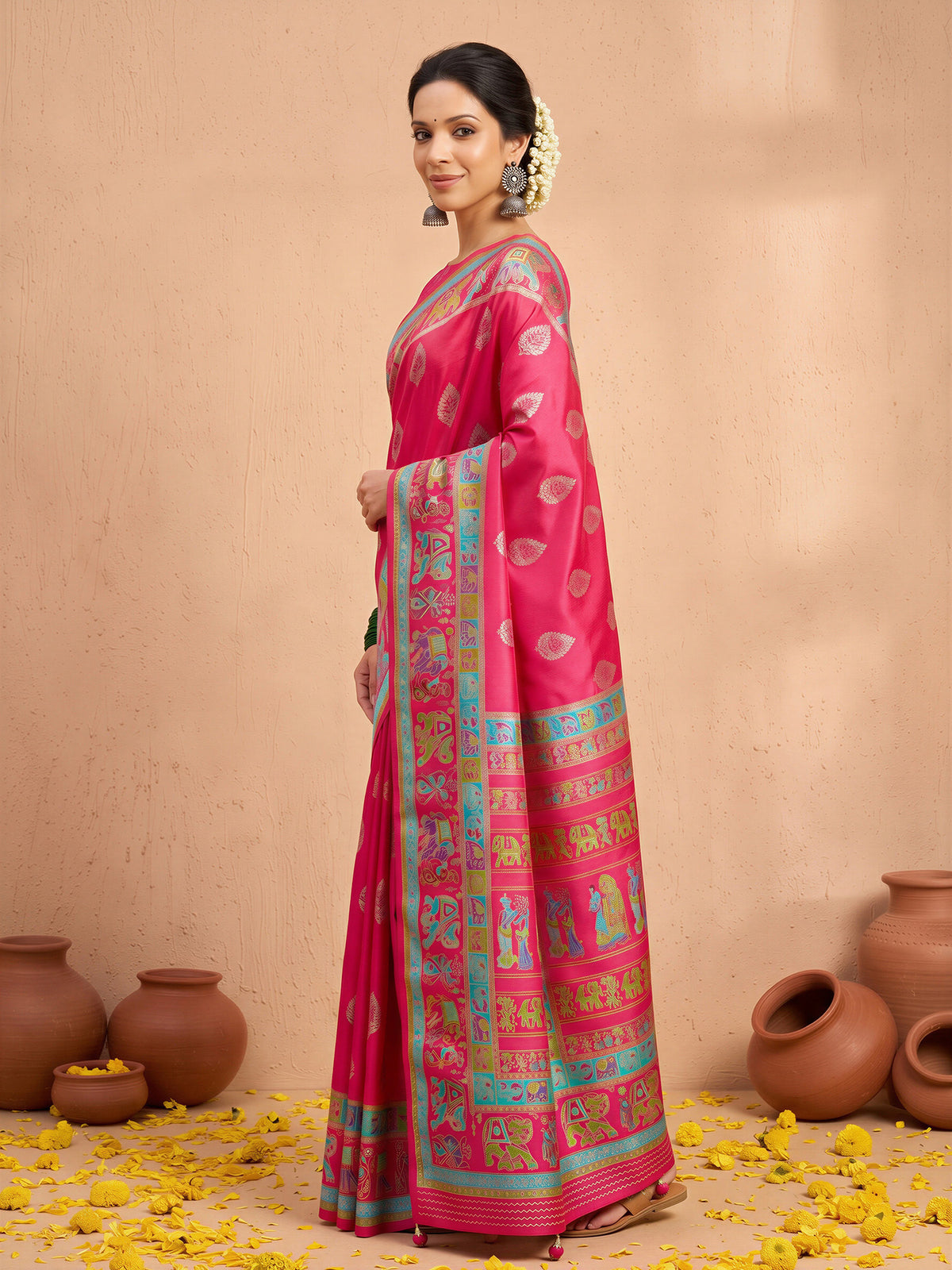 Pink Silk Blend saree – detail view 2