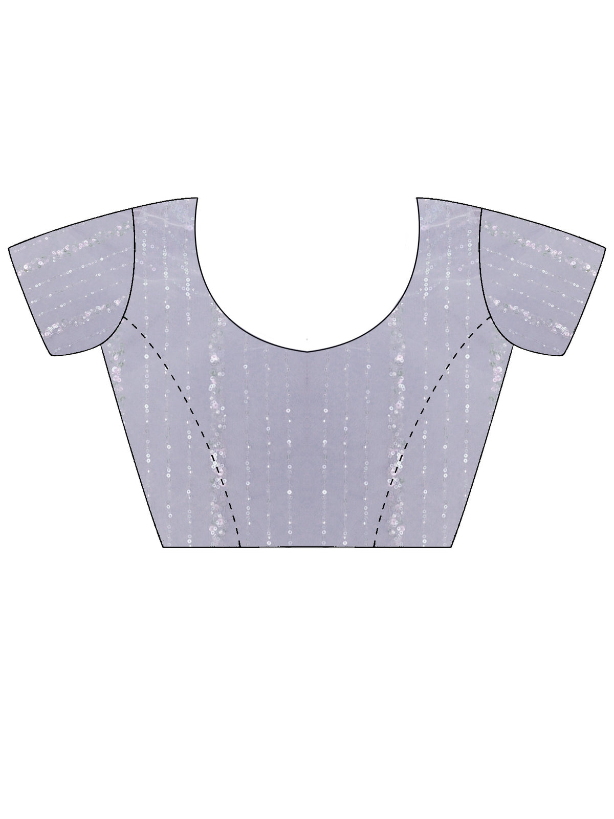 Unstitched lavender net blouse piece with embellished design