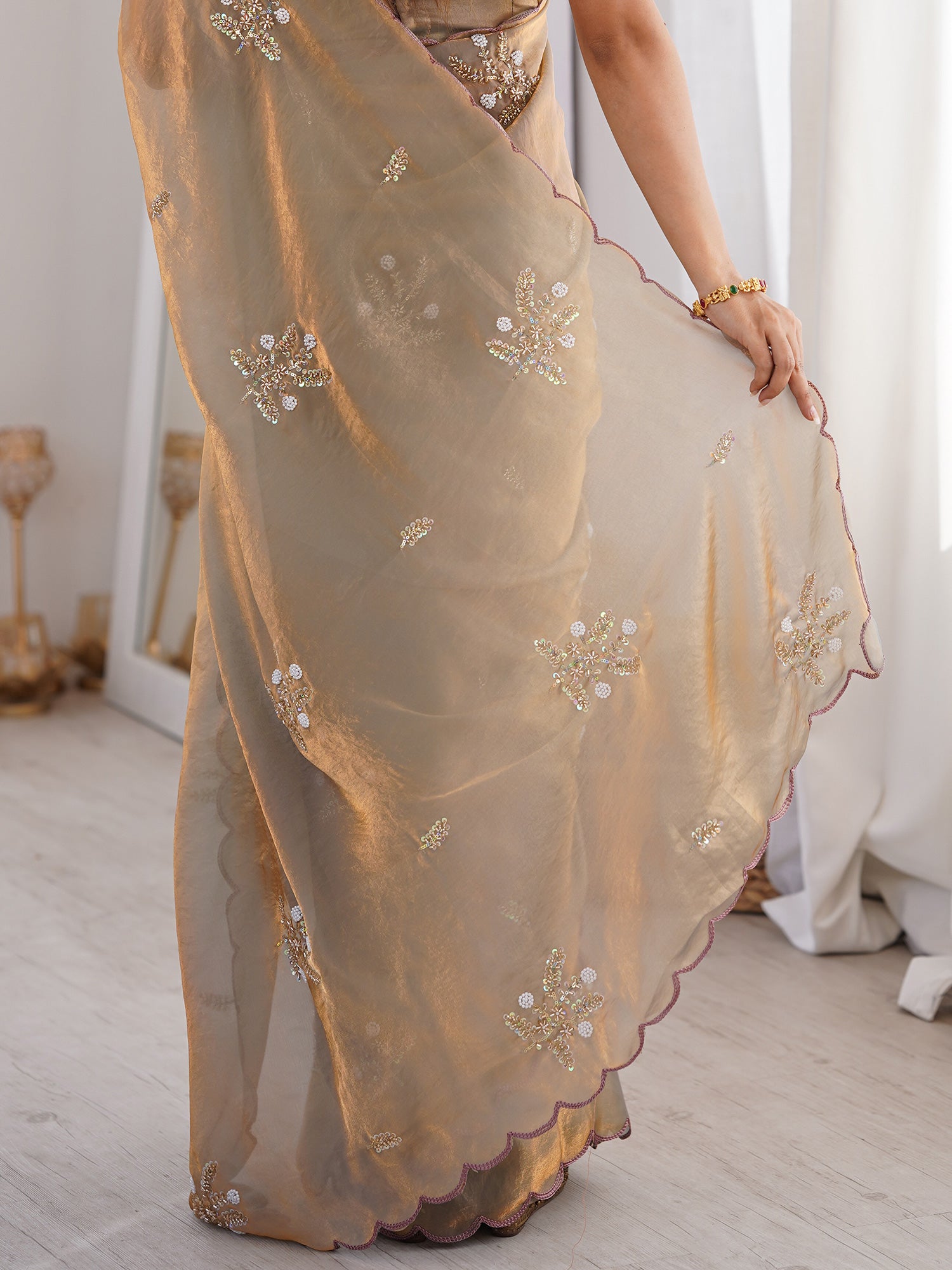 Metallic Satin saree – detail view 5