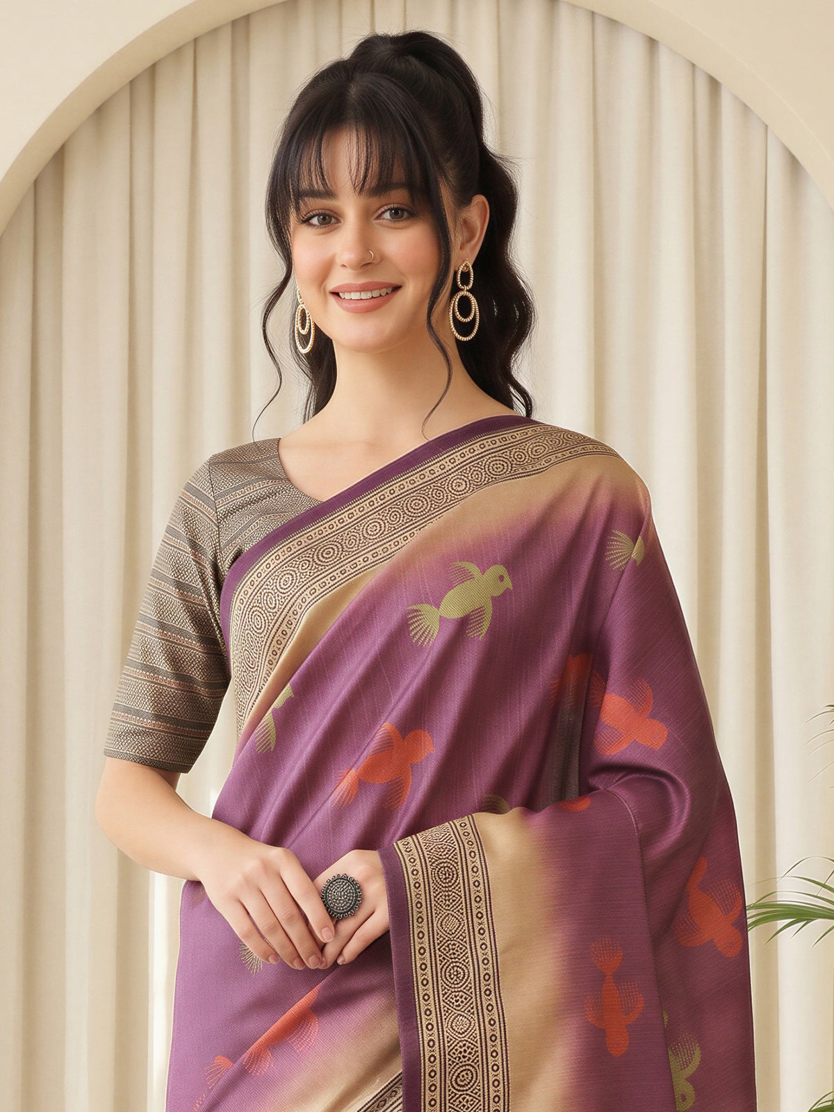 Mauve Silk Blend saree – detail view 4