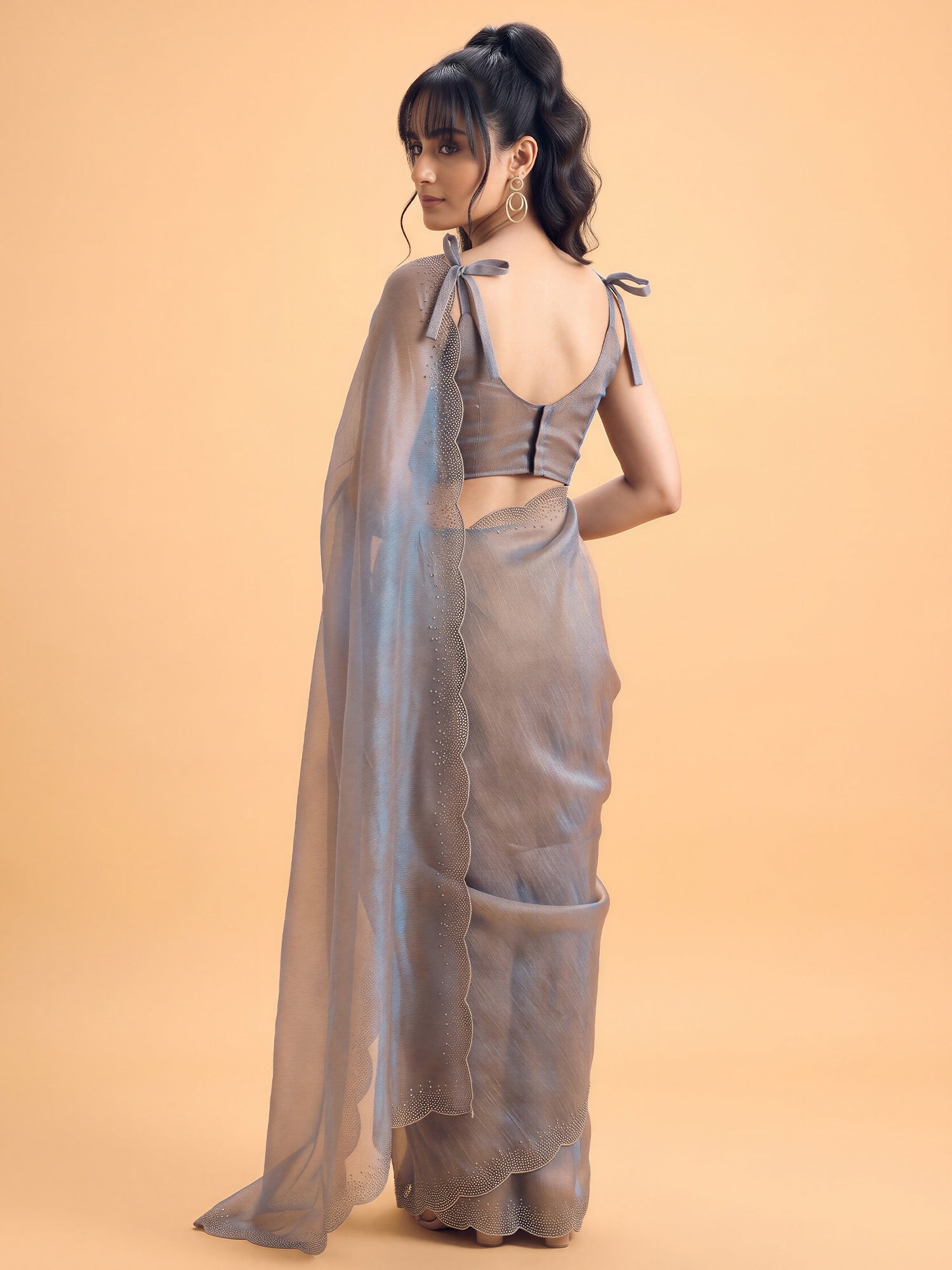 Metallic Satin Silk saree – detail view 1