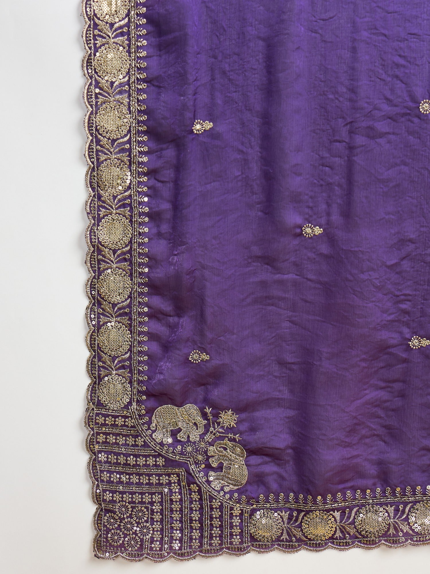 Purple Satin Silk saree – detail view 4