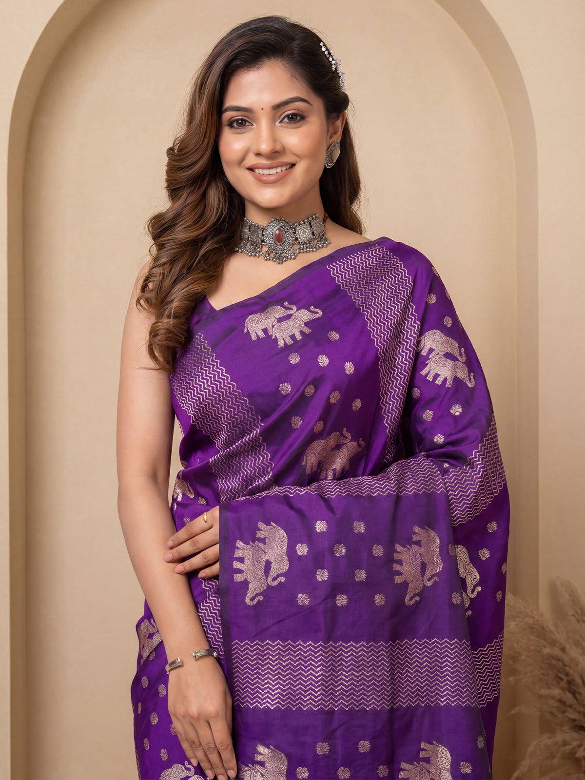 Purple Silk Blend saree – detail view 4