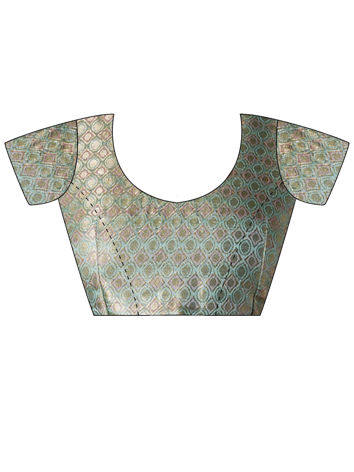 Unstitched light blue brocade blouse piece with woven design design