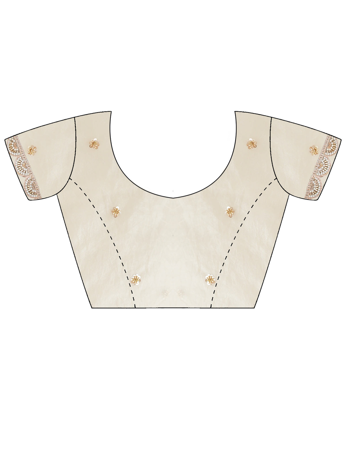 Unstitched off white satin blouse piece with solid design