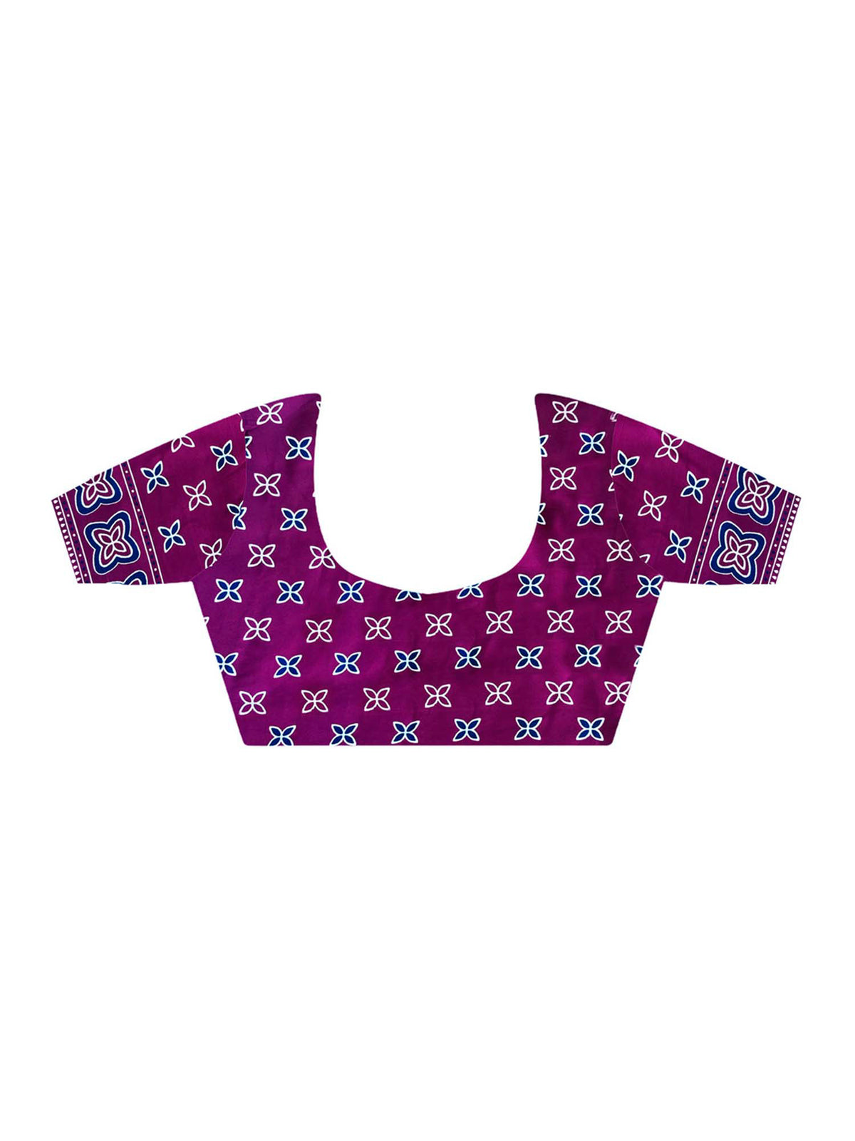 Unstitched wine crepe blouse piece with ajrak design