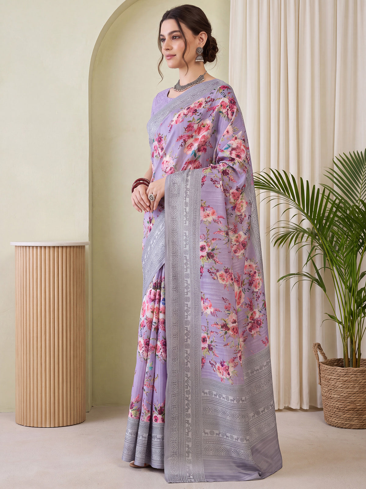 Lavender Silk Blend saree – detail view 2