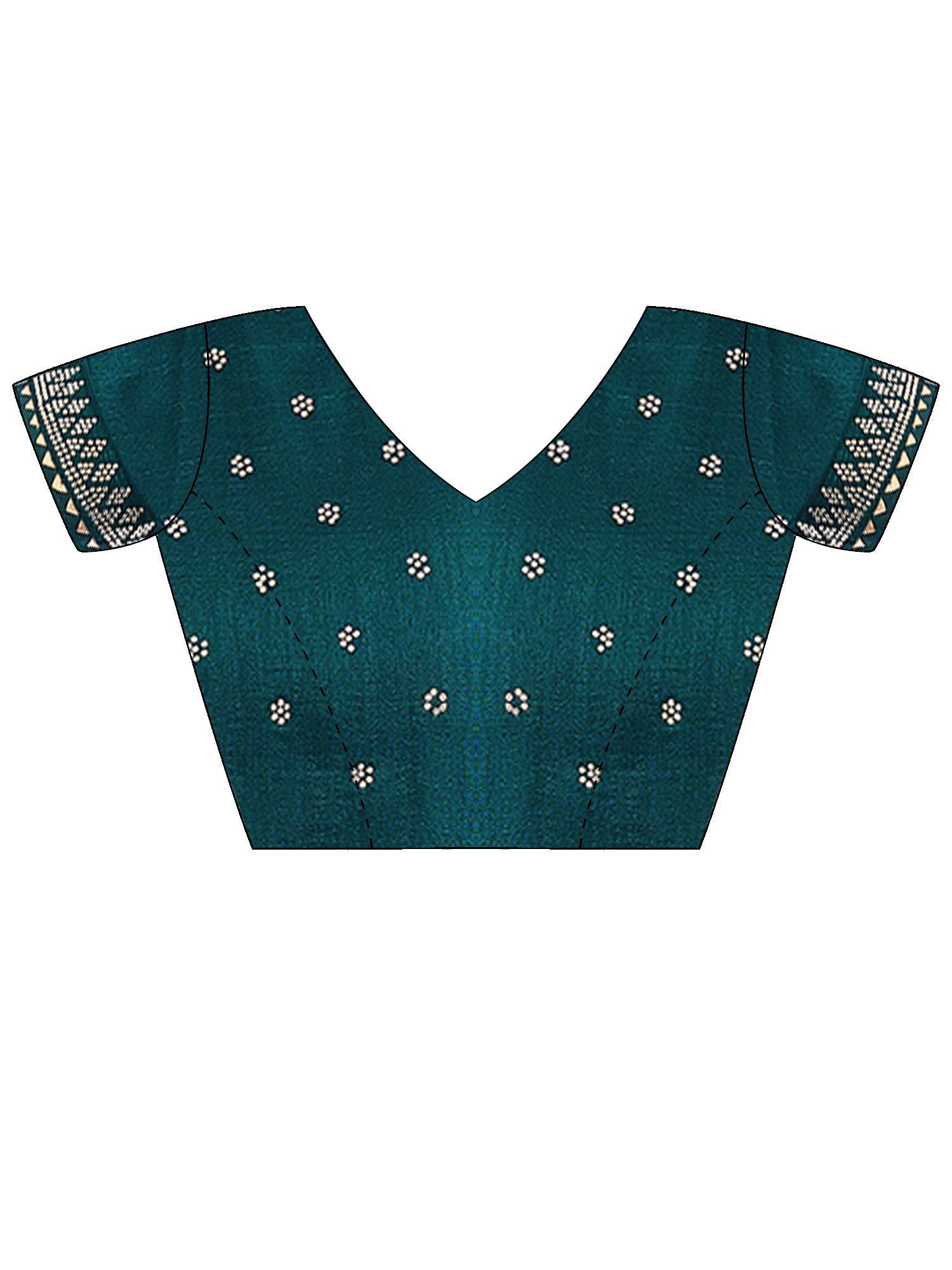 Unstitched teal blue vichitra silk blouse piece with embellished design