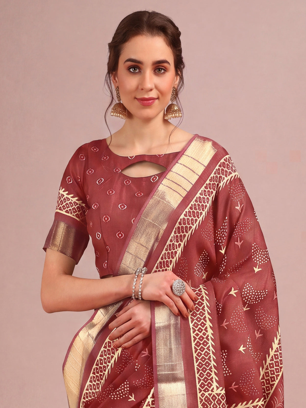 Rust Cotton Silk saree – detail view 3