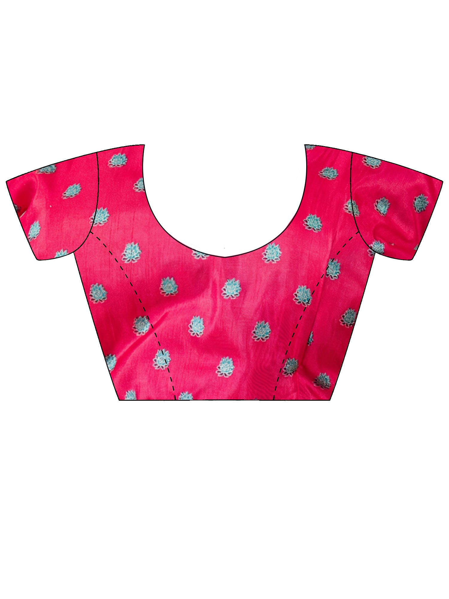 Unstitched pink silk blend blouse piece with ethnic motif design