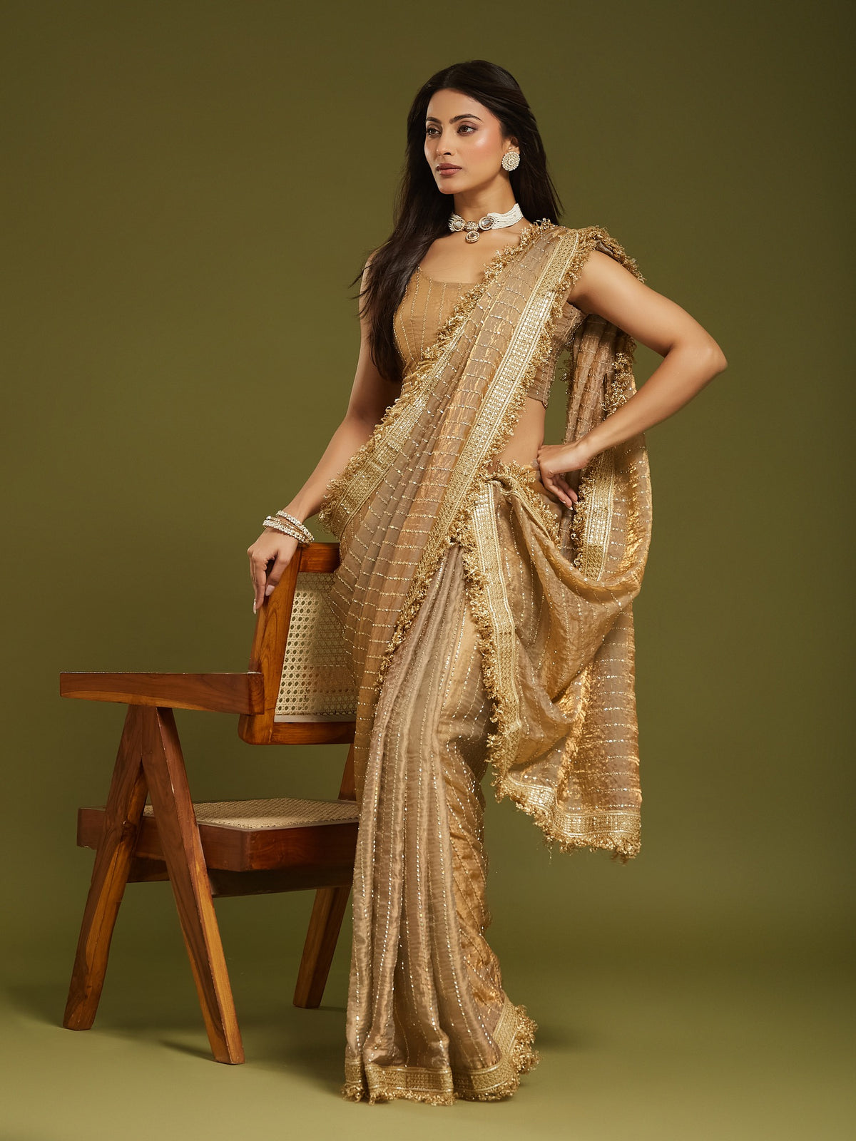 Metallic Satin saree – detail view 2